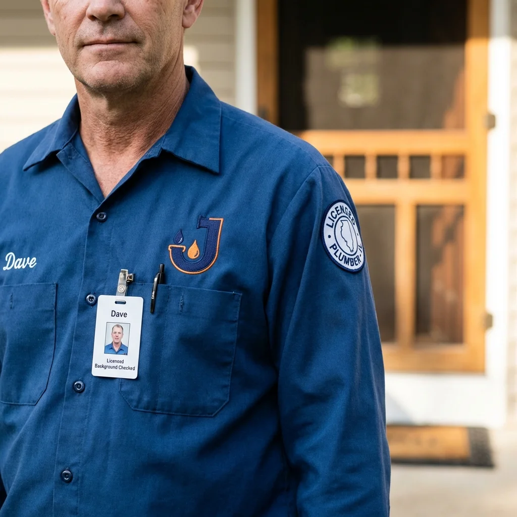 Licensed plumber showing ID badge in Nooksack, WA