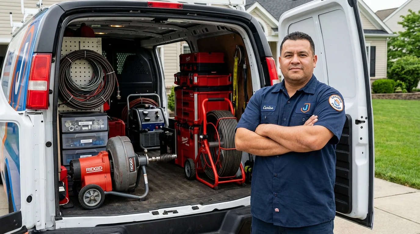 Professional drain cleaning equipment and Johns Plumbing LLC plumber in Nooksack